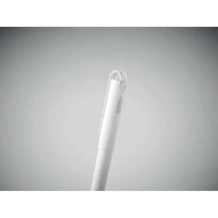 Pix albastru cu cerneală gel alb din plastic rpett cu clips și branding subtil pe corp