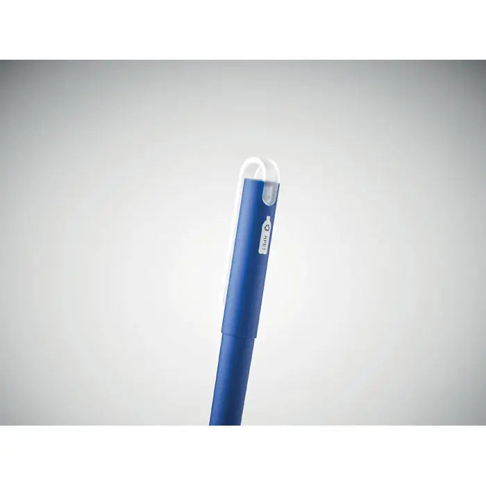 Pix albastru cu cerneala gel rpet din plastic cu clips alb si fereastra transparenta pentru cerneala