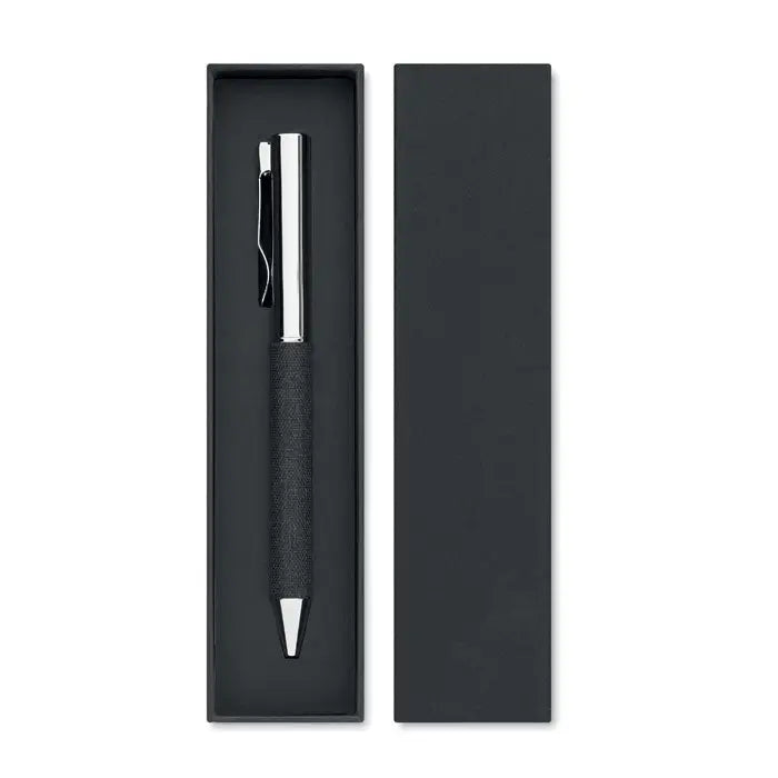 Pix cu bile din metal negru cu clips si capac argintiu prezentat in cutie eleganta neagra