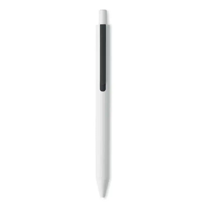 Pix cu buton abs reciclat alb cu grip negru mat si design minimalist un pix cu bila durabil
