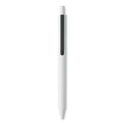 Pix cu buton abs reciclat alb cu grip negru mat si design minimalist un pix cu bila durabil