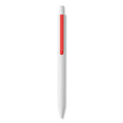 Pix cu buton din abs reciclat alb cu grip rosu vibrant pentru scris confortabil cu pix cu bila