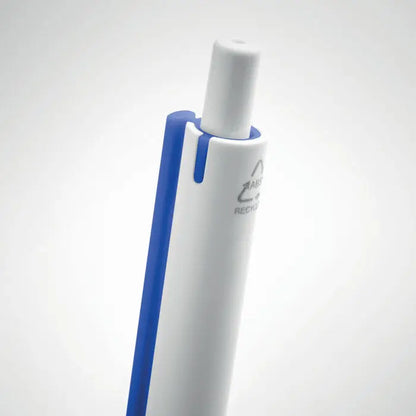 Pix cu buton abs reciclat pix cu bic alb si albastru din plastic reciclat cu design minimalist si ergonomie perfecta