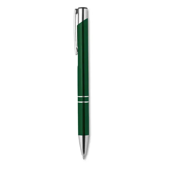 Pix cu buton cu cerneala neagra un pix stilou elegant verde inchis cu clips si accente metalice argintii