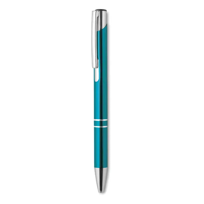 Pix cu buton cu cerneala neagra stilou cu bila metalic teal si accente argintii design modern si elegant