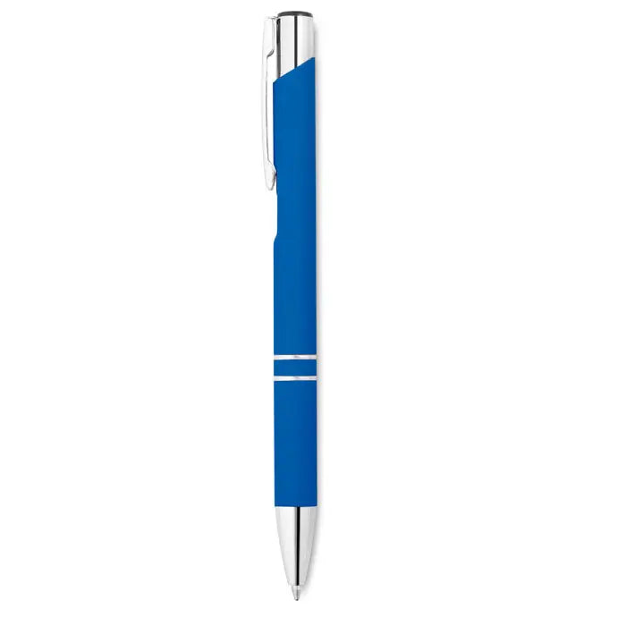 Pix albastru cu finisaj cauciucat si accente argintii, stilou cu design modern si elegant