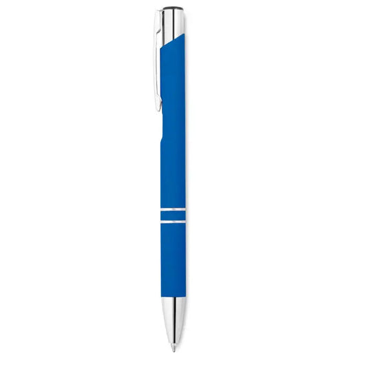 Pix albastru cu finisaj cauciucat si accente argintii, stilou cu design modern si elegant