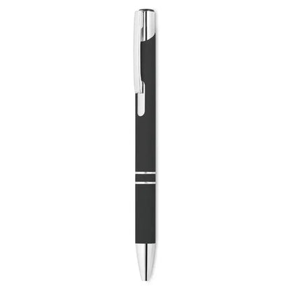 Pix cu finisaj cauciucat negru si argintiu, stilou cu bila cu design modern si accente metalice elegante