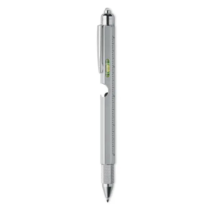 Pix cu nivel de spirit si rigla in argintiu din metal, unelte multifunctionale utile pentru masuratori precise