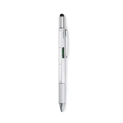 Pix cu nivel de spirit argintiu multifunctional cu grip texturat, rigla si varf stylus integrat