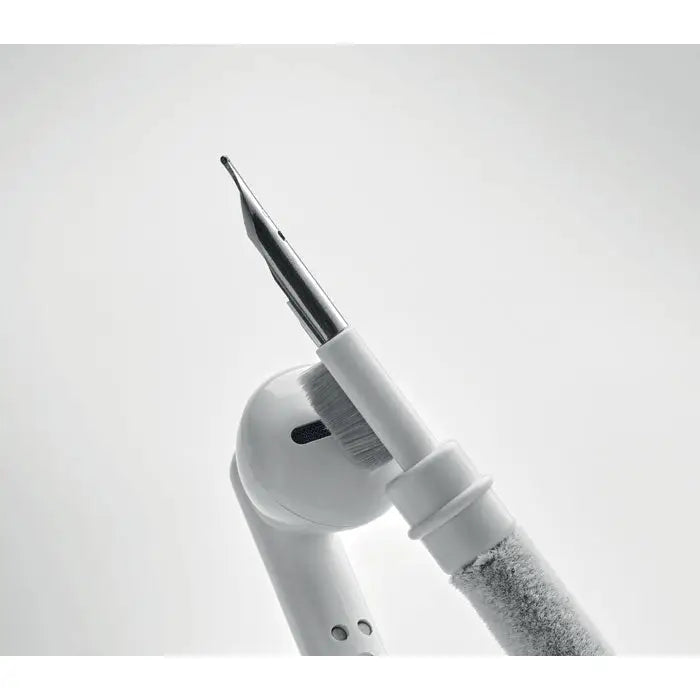 Pix cu set de curatare tws alb cu varf metalic si perie moale pentru curatarea castilor wireless
