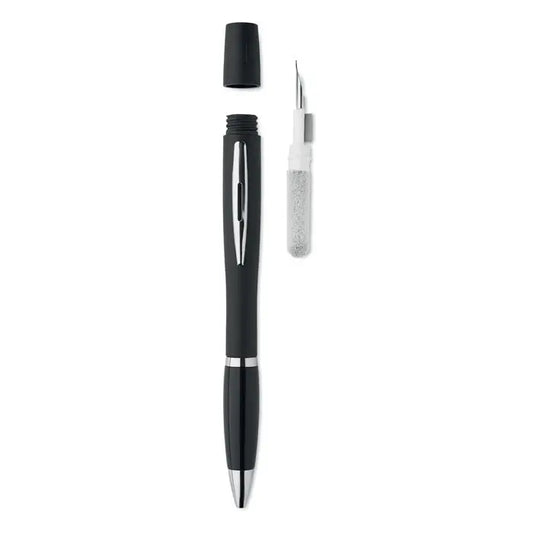 Pix cu set de curatare tws cu pix negru cu design elegant si accente argintii si capac detasabil