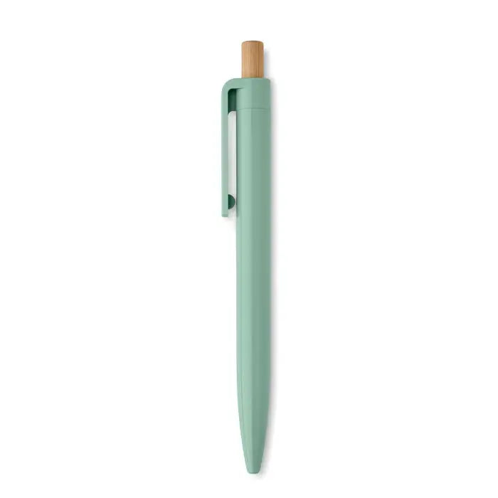 Pix din abs reciclat un pix verde mentă cu capac din lemn natural și design minimalist ideal pentru scris