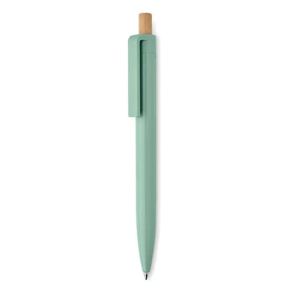 Pix din abs reciclat un pix verde mint cu capac din lemn natural si design minimalist