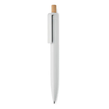 Pix din abs reciclat stilou cu bile alb din plastic cu capac culoarea lemnului deschis design minimalist