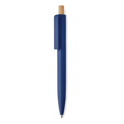 Pix din abs reciclat stilou cu bila albastru cu capac de lemn deschis si design minimalist