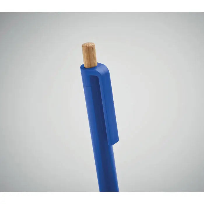 Pix din abs reciclat albastru stilou din plastic cu grip capac din bambus natural