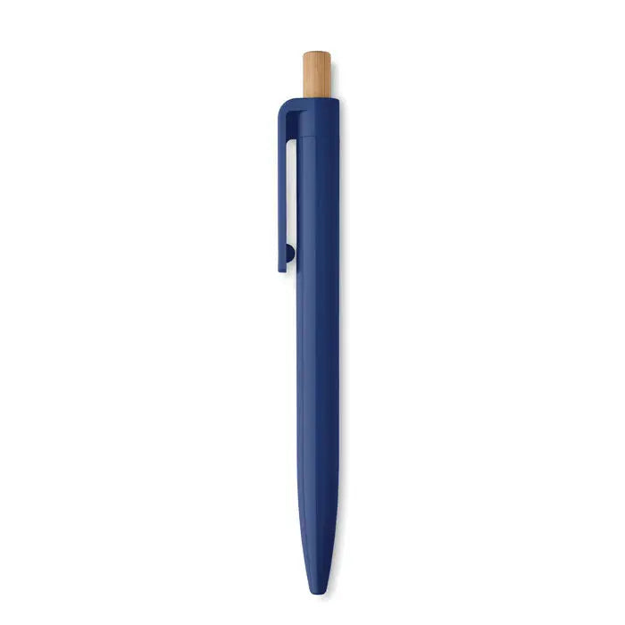 Pix din abs reciclat stilou cu bila albastru din plastic cu capac din lemn si design minimalist