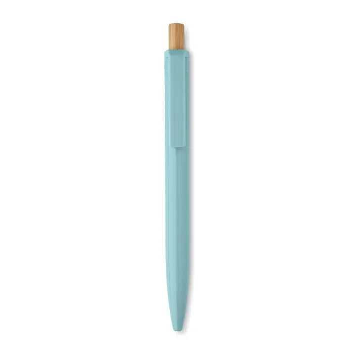 Pix din abs reciclat stilou cu pastă albastru deschis și capac de lemn natural design minimalist