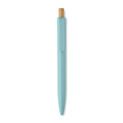 Pix din abs reciclat stilou cu pastă albastru deschis și capac de lemn natural design minimalist
