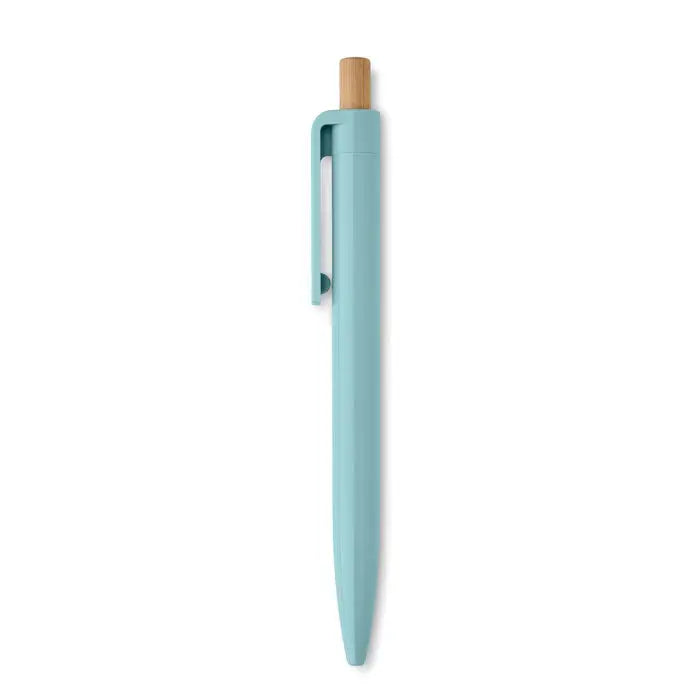 Pix din abs reciclat un pix stilou albastru deschis din plastic cu capac lemn natural design minimalist