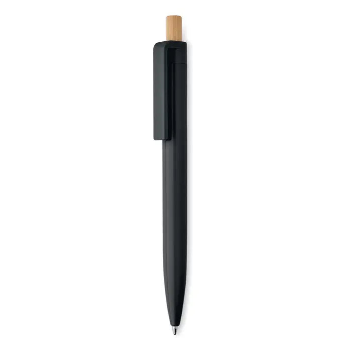 Pix din abs reciclat pix cu corp negru din plastic si capac din lemn natural design minimalist