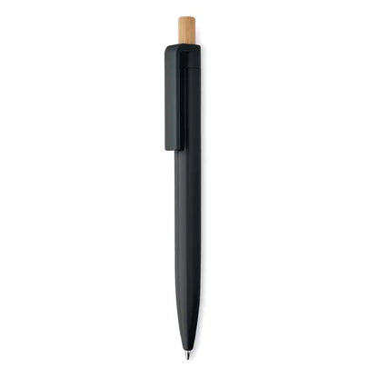 Pix din abs reciclat pix cu corp negru din plastic si capac din lemn natural design minimalist