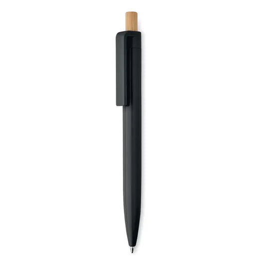 Pix din abs reciclat pix cu corp negru din plastic si capac din lemn natural design minimalist