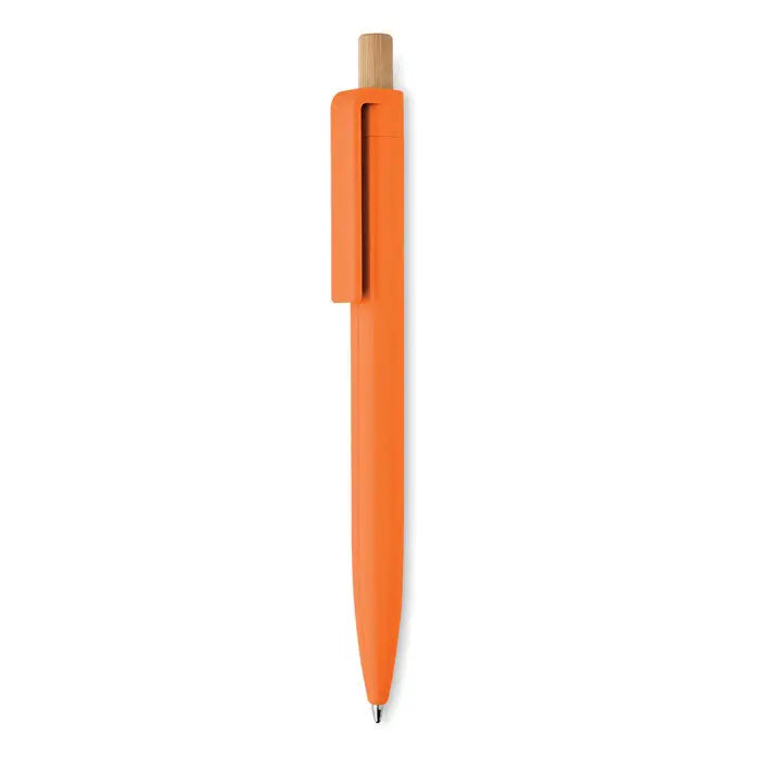 Pix din abs reciclat pix stilou cu corp portocaliu din plastic si grip din lemn pentru scris ergonomic