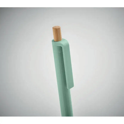Pix din abs reciclat mint green plastic pen with wooden cap made from recycled abs material