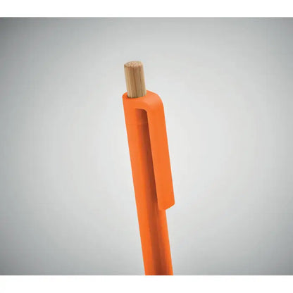 Pix din abs reciclat pix portocaliu cu capac din lemn si design modern, stilou ecologic si elegant