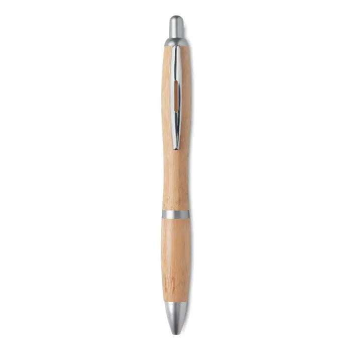 Pix din abs si bambus un pix elegant din bambus cu accente metalice argintii si finisaj lustruit