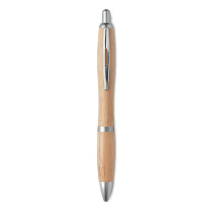 Pix din abs si bambus un pix elegant din bambus cu accente metalice argintii si finisaj lustruit