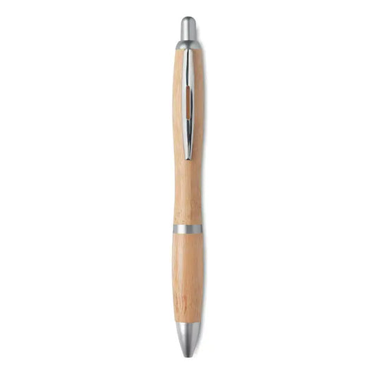Pix din abs si bambus un pix elegant din bambus cu accente metalice argintii si finisaj lustruit
