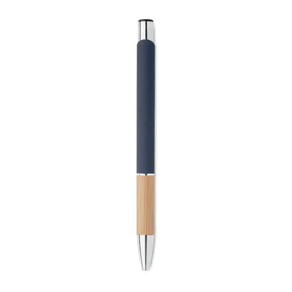 Pix din aluminiu cu buton navy blue cu textură bambus și accente metalice argintii în partea superioară și vârf