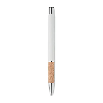 Pix din aluminiu alb cu grip texturat din plută și accente metalice argintii la vârf și buton