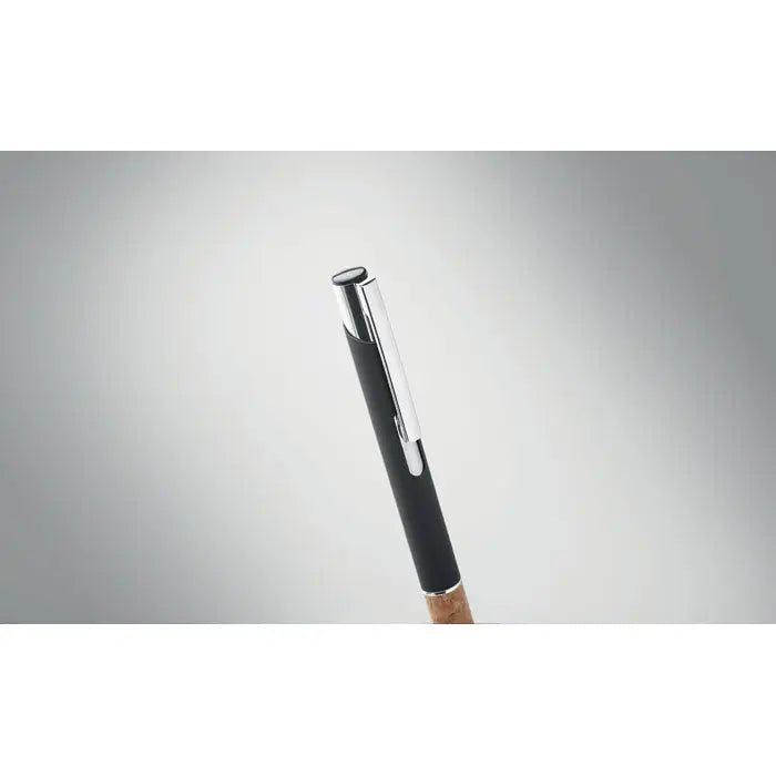 Pix din aluminiu negru cu grip de plută și clips argintiu pentru scris confortabil