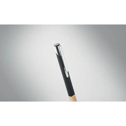 Pix din aluminiu cu buton negru si argintiu cu grip de lemn pentru scris confortabil