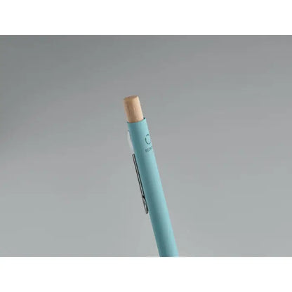 Pix din aluminiu reciclat albastru deschis cu capac din lemn natural si clips metalic, stilou elegant