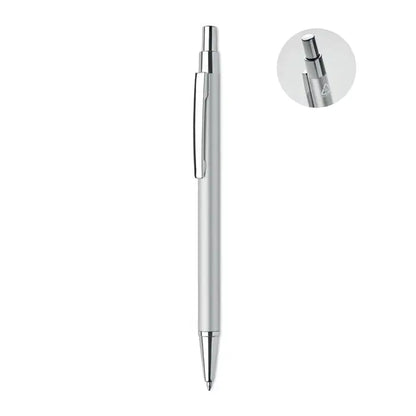Pix din aluminiu reciclat argintiu cu mecanism retractabil și design minimalist pentru scris eficient