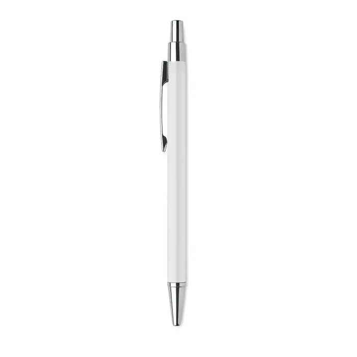 Pix din aluminiu reciclat alb cu accente metalice argintii si clips pentru scris fin