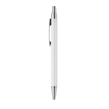 Pix din aluminiu reciclat alb cu accente metalice argintii si clips pentru scris fin