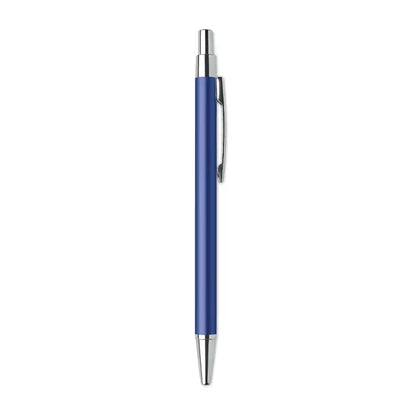 Pix din aluminiu reciclat albastru cu accente metalice argintii si clips pentru scris
