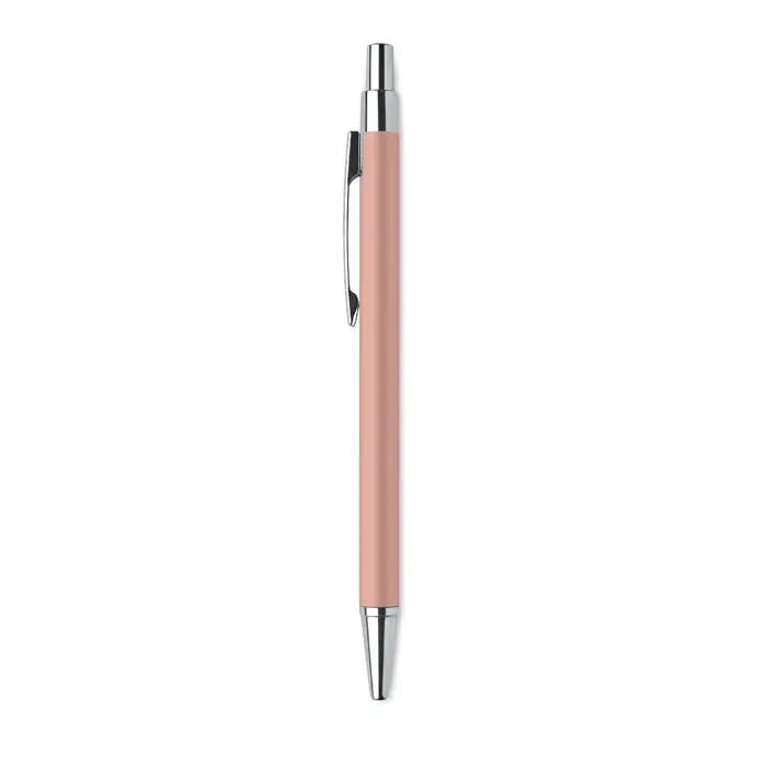 Pix din aluminiu reciclat cu pix cu bila rose gold elegant cu clips metalic si accente argintii la varf si capac