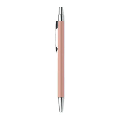 Pix din aluminiu reciclat cu pix cu bila rose gold elegant cu clips metalic si accente argintii la varf si capac