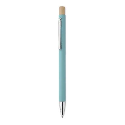 Pix din aluminiu reciclat cu corp mat teal si capac natural lemn cu accente metalice argintii