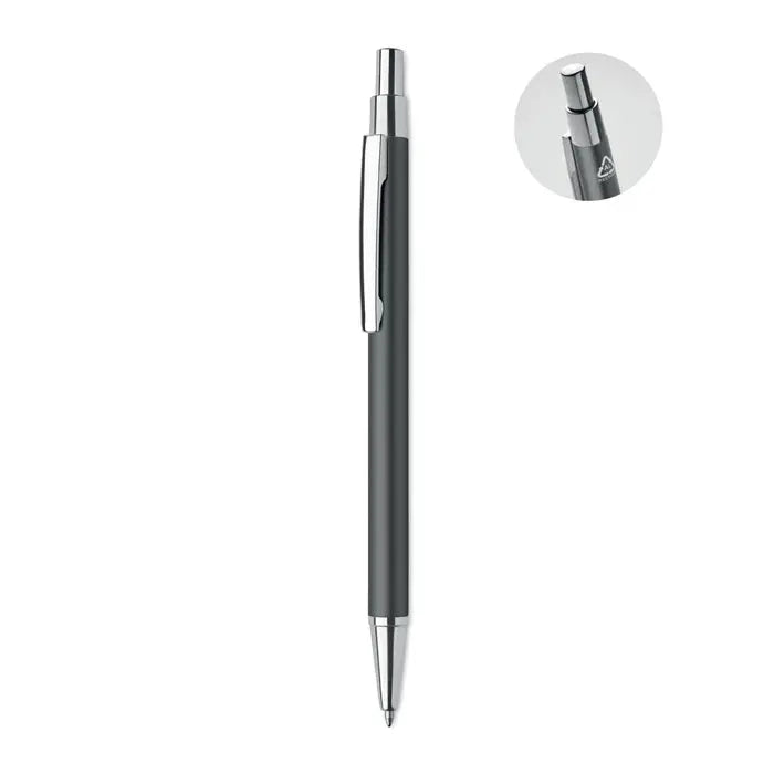 Pix din aluminiu reciclat negru mat cu accente metalice argintii pe clips si varf