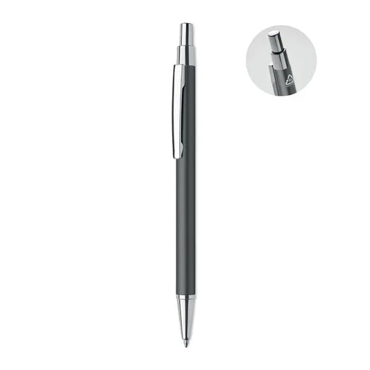 Pix din aluminiu reciclat negru mat cu accente metalice argintii pe clips si varf