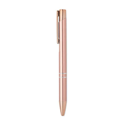 Pix din aluminiu reciclat rose gold cu design minimalist si doua benzi argintii lângă prindere