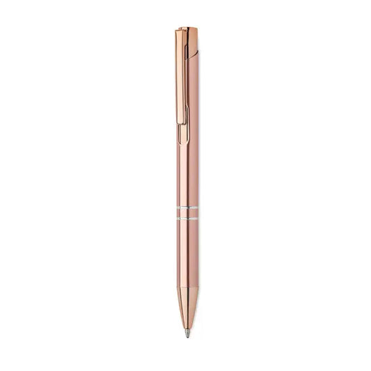Pix din aluminiu reciclat cu design minimalist, corp rose gold si inele subtile argintii, stilou cu bila metalic
